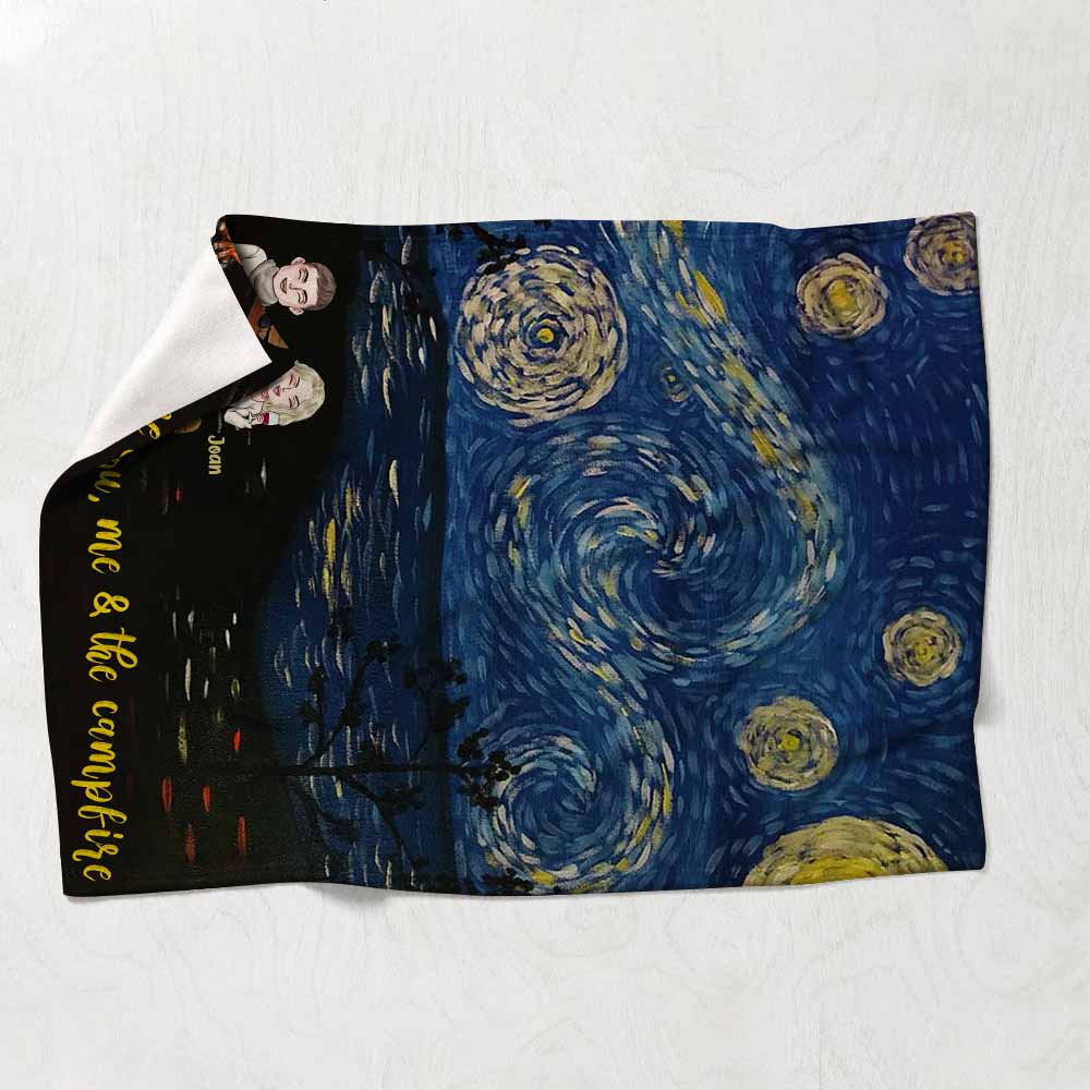 Du, ich und das Lagerfeuer – Personalisierte Campingdecke für Paare