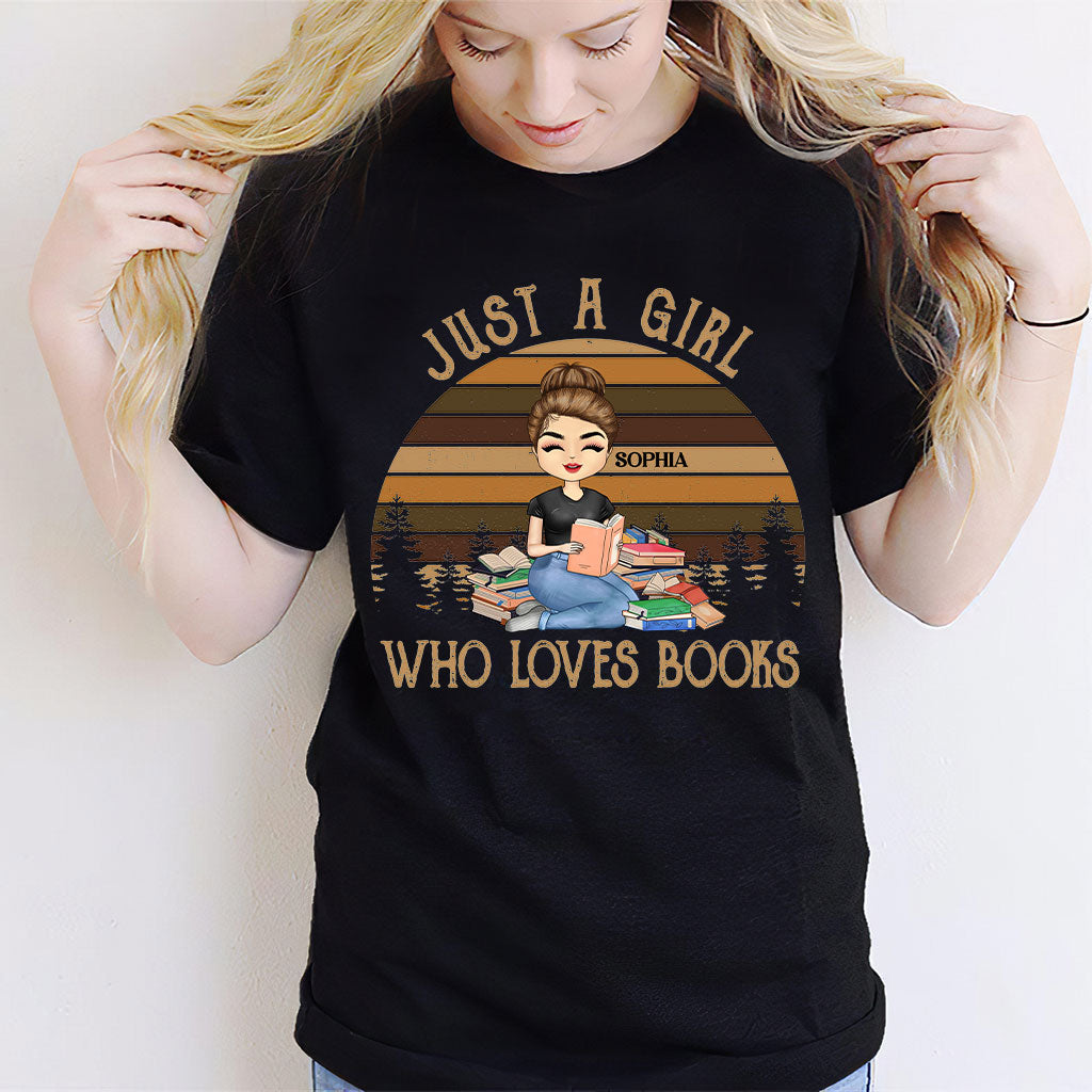 Einfach ein Mädchen, das Bücher liebt – personalisiertes Buch-T-Shirt und Hoodie