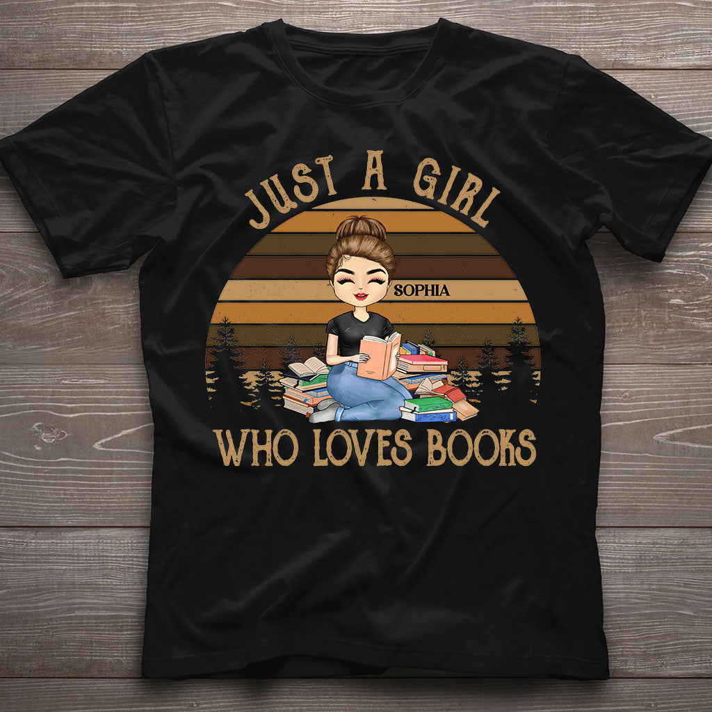 Einfach ein Mädchen, das Bücher liebt – personalisiertes Buch-T-Shirt und Hoodie