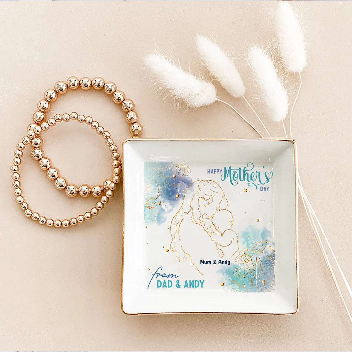 Happy Mother's Day - Personalized Mother's Day Husband And Wife Jewelry Dish