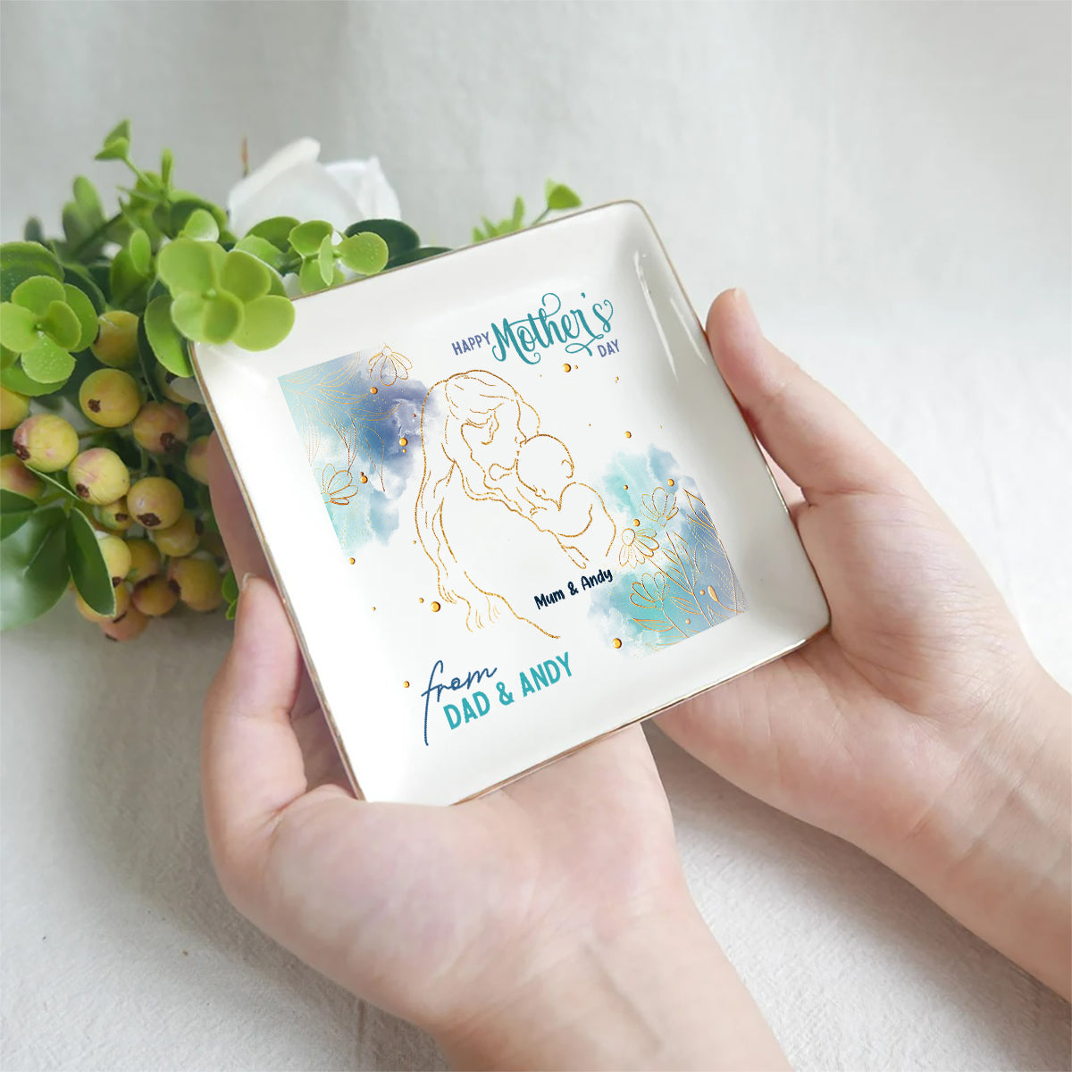 Happy Mother's Day - Personalized Mother's Day Husband And Wife Jewelry Dish