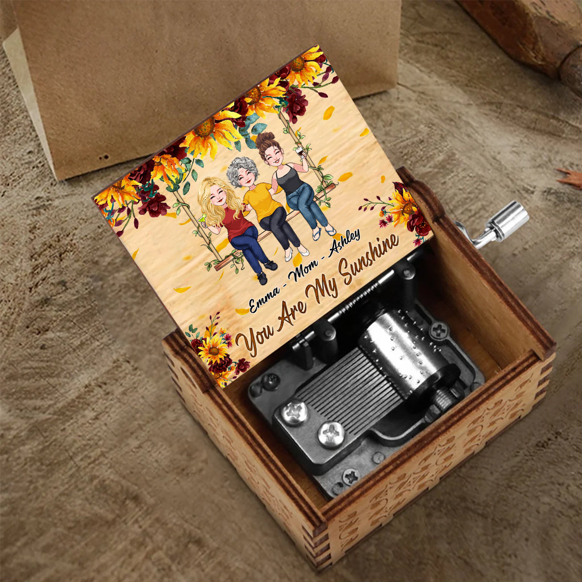 You Are My Sunshine - Personalized Mother's Day Mother Hand Crank Music Box