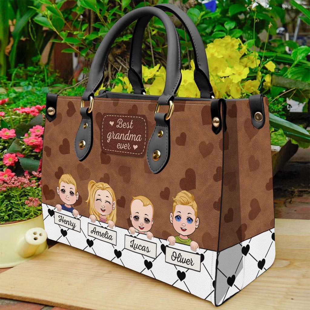 Die beste Oma der Welt – Geschenk für Oma, Mama, Tante – Personalisierte Lederhandtasche