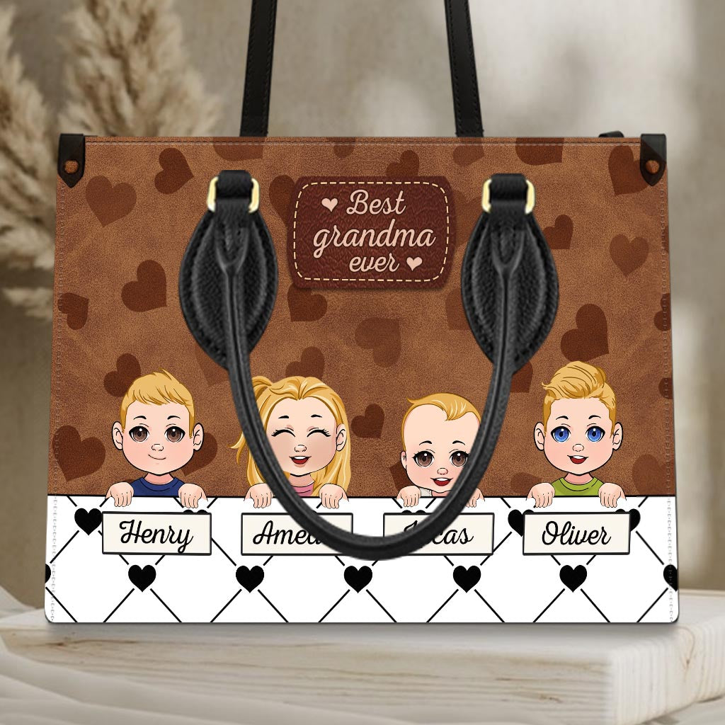 Die beste Oma der Welt – Geschenk für Oma, Mama, Tante – Personalisierte Lederhandtasche