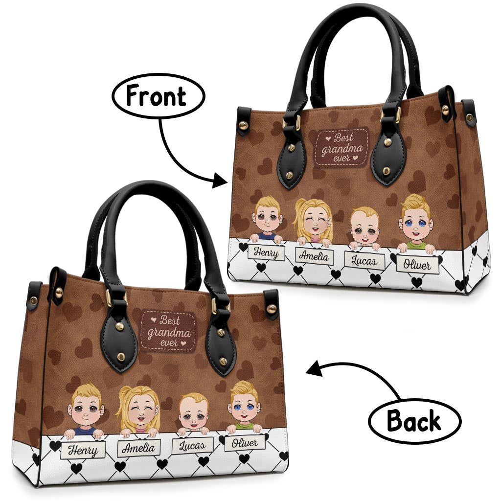 Die beste Oma der Welt – Geschenk für Oma, Mama, Tante – Personalisierte Lederhandtasche