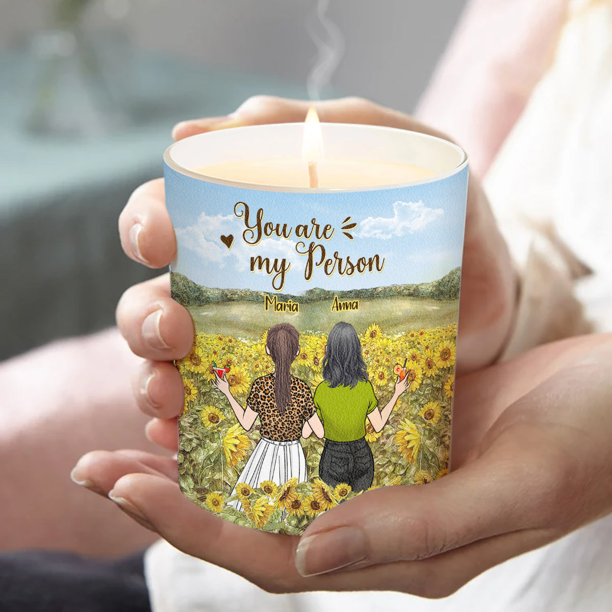 Du bist mein Mensch – Personalisierte Kerze für die beste Freundin mit Holzdeckel