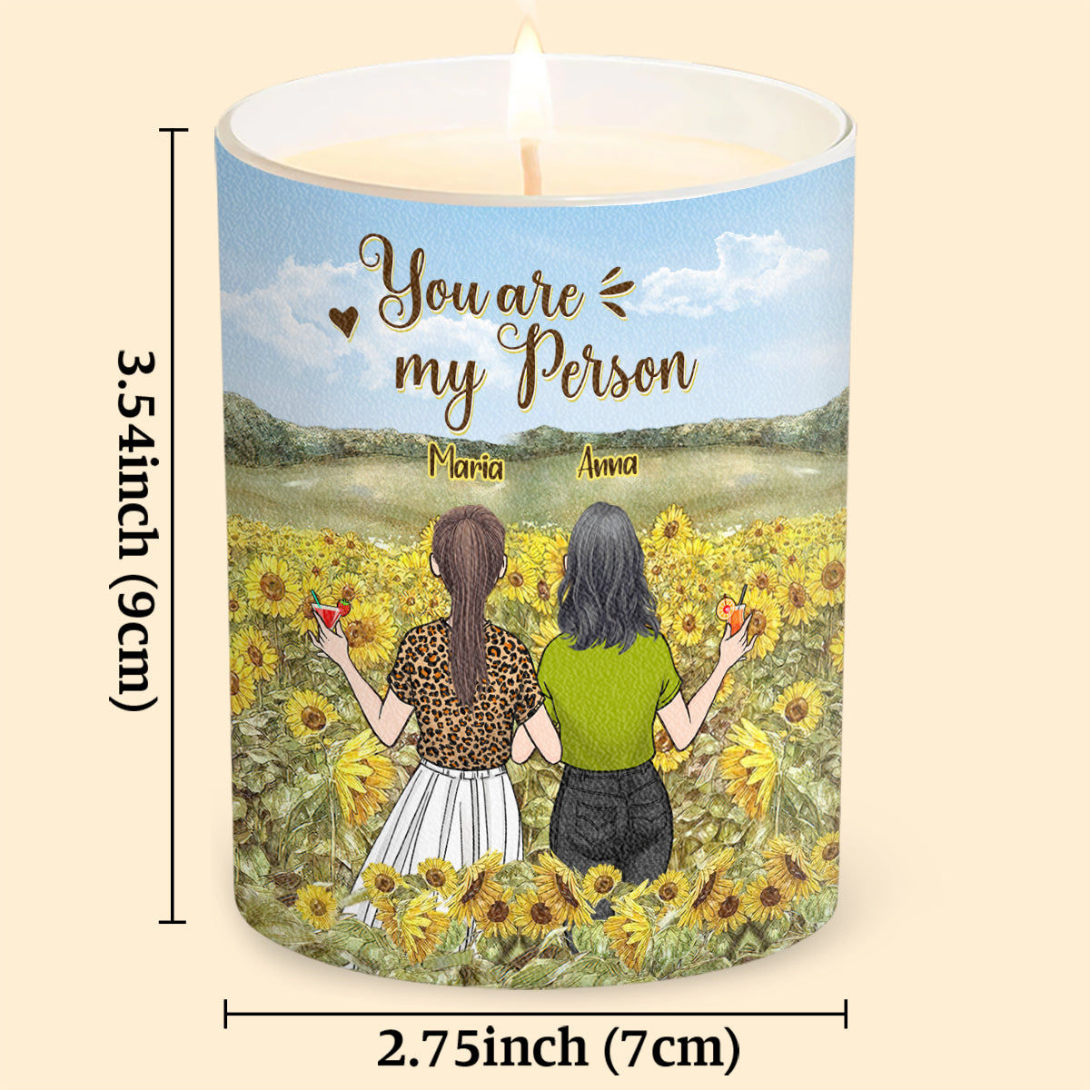 Du bist mein Mensch – Personalisierte Kerze für die beste Freundin mit Holzdeckel