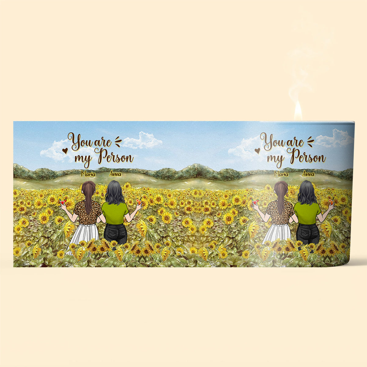 Du bist mein Mensch – Personalisierte Kerze für die beste Freundin mit Holzdeckel