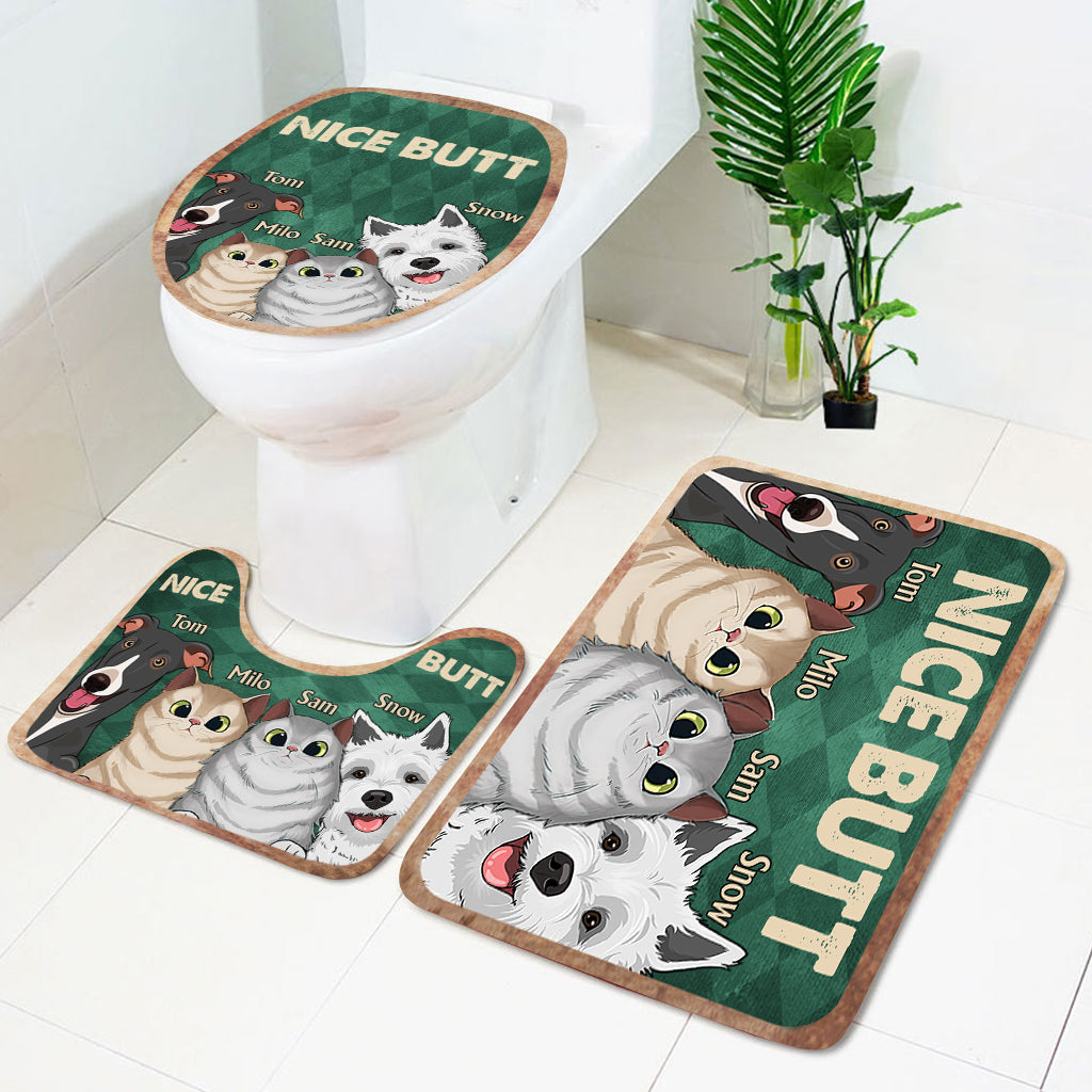 Nice butt Shower - Dog gift for dog lover, cat lover - Personalized Bathroom Mats Set