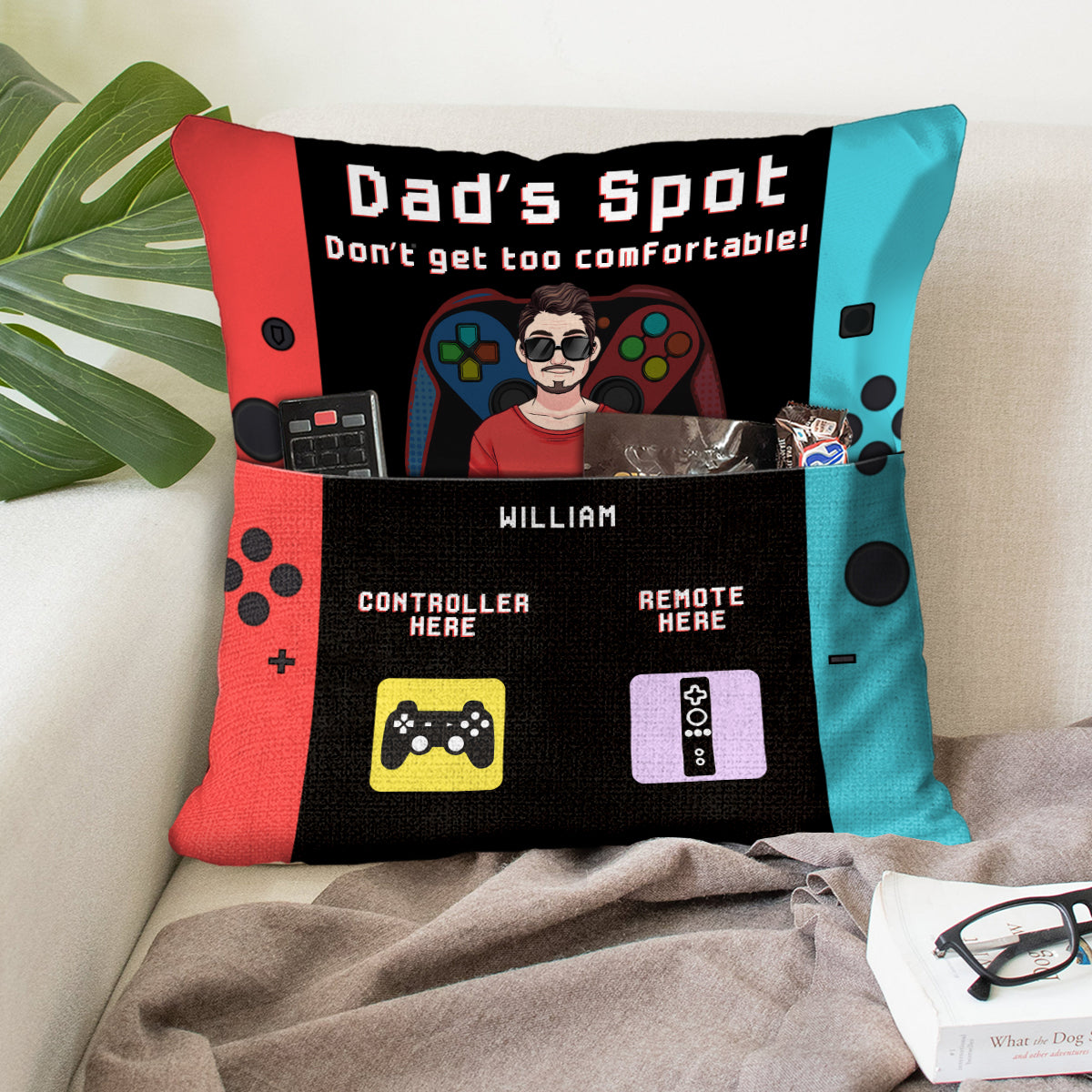 Papas Lieblingsplatz: Mach es dir nicht zu gemütlich für Gamer-Papa – personalisiertes Videospiel-Taschenkissen