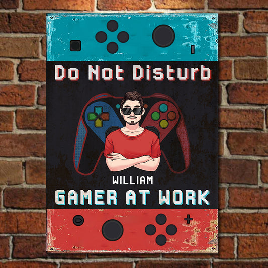 Bitte Gamer bei der Arbeit nicht stören – Personalisiertes rechteckiges Metallschild für Videospiele