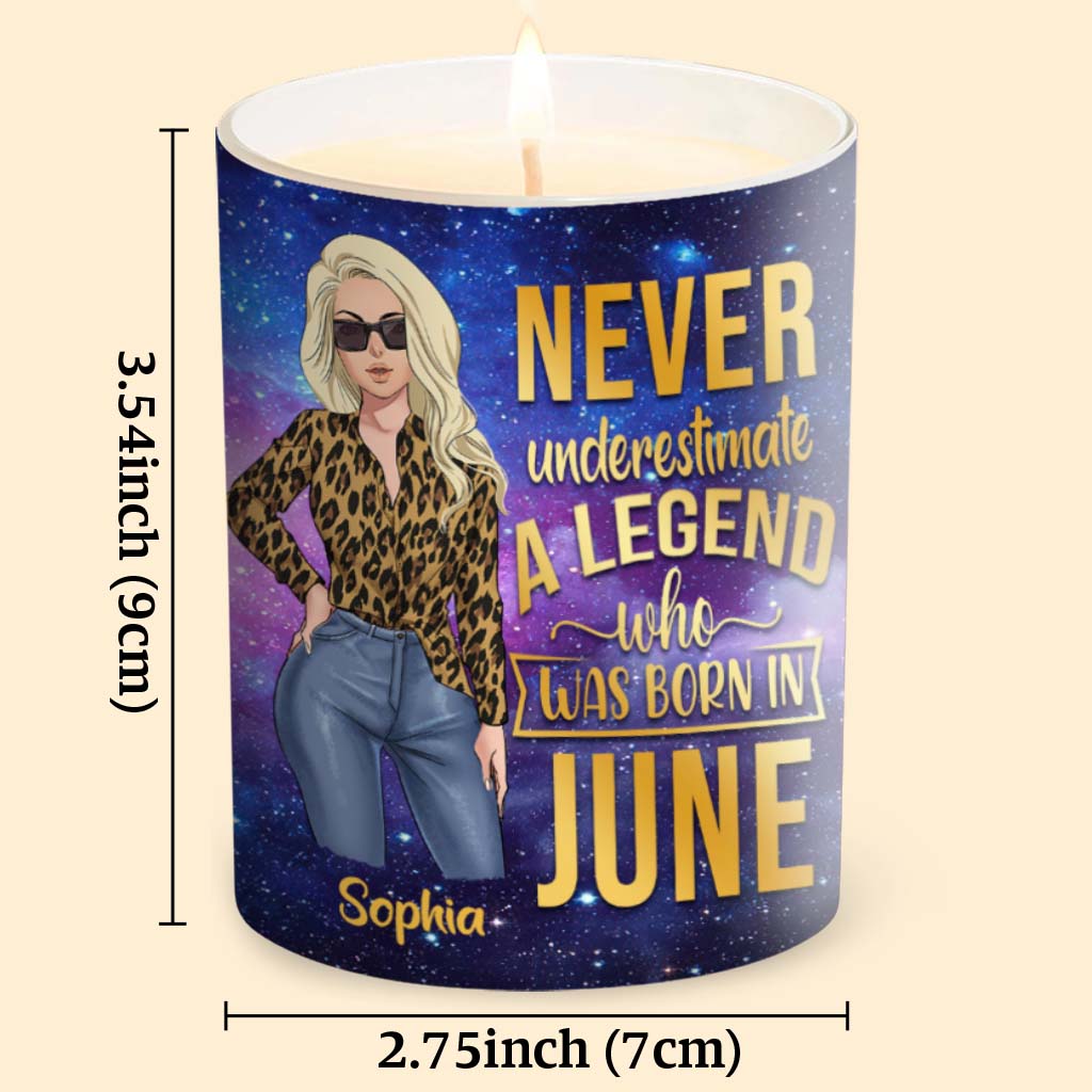 Never Undersestimate A Legend - Personalized Horoscope Candle With Wooden Lid