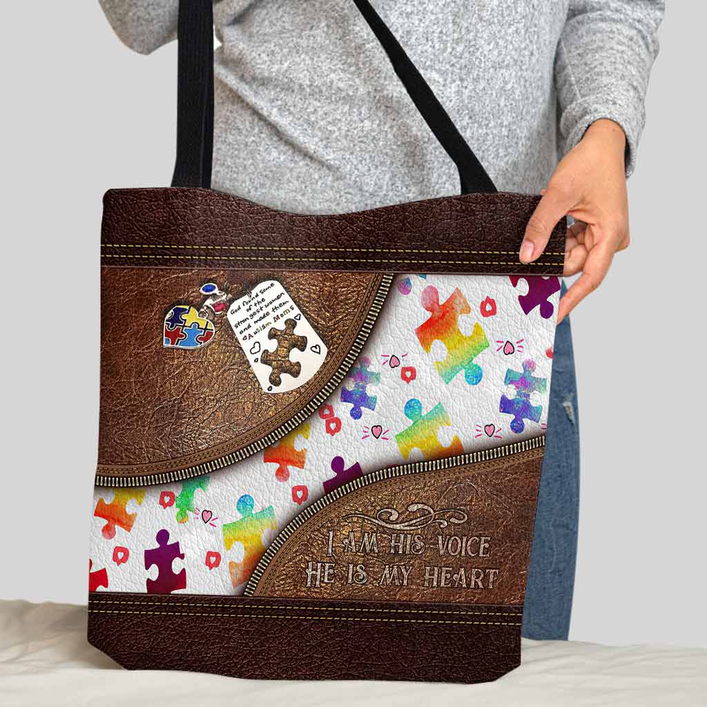 I'm His Voice He Is My Heart - Autism Awareness Tote Bag 062021