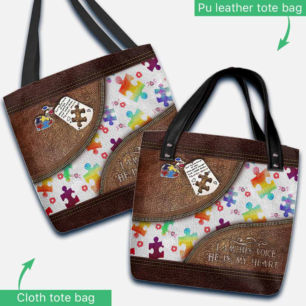 I'm His Voice He Is My Heart - Autism Awareness Tote Bag 062021