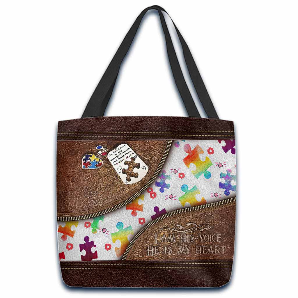 I'm His Voice He Is My Heart - Autism Awareness Tote Bag 062021