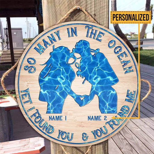 So Many In The Ocean - Scuba Diving Personalized Round Wood Sign