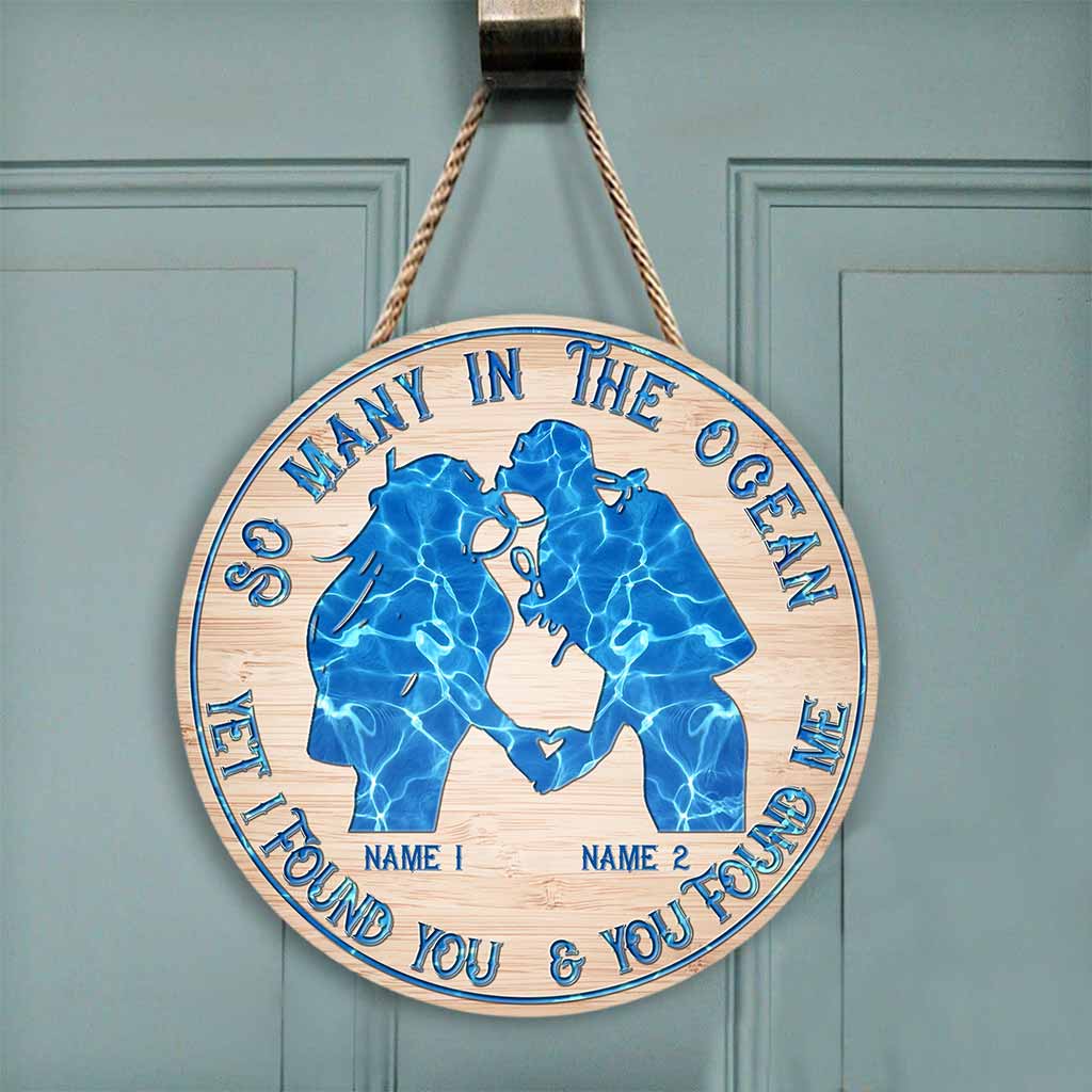 So viele im Ozean - Personalisiertes rundes Holzschild zum Thema Tauchen