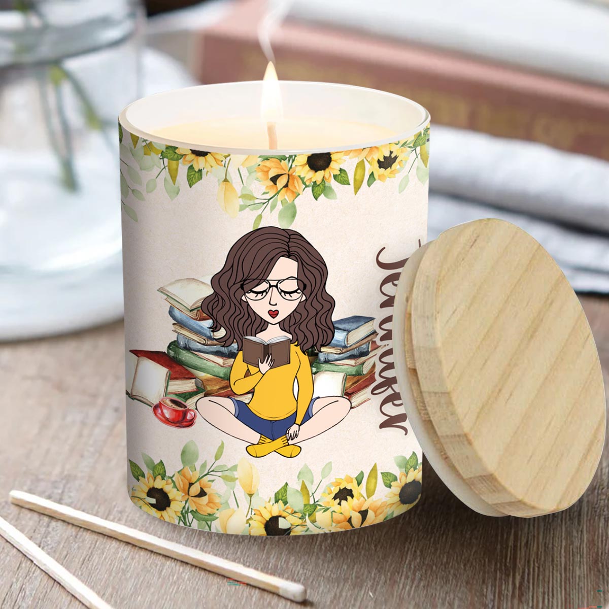 Shhh ... Do Not Distrub - Personalized Book Candle With Wooden Lid