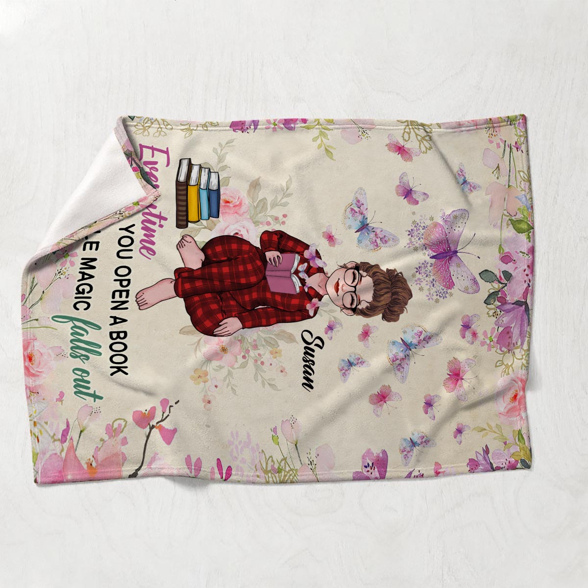 Jedes Mal, wenn du ein Buch aufschlägst – personalisierte Buchdecke