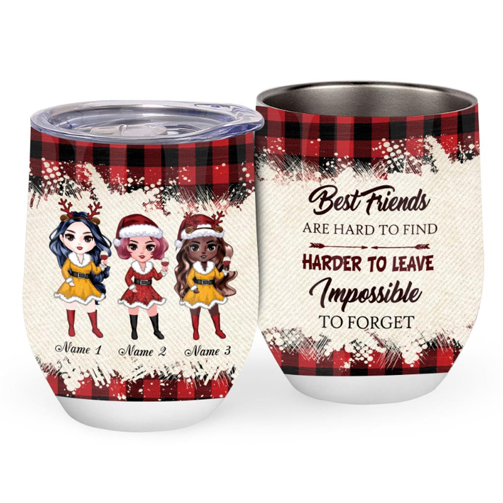 Beste Freunde sind schwer zu finden – personalisierter Weihnachts-Weinbecher für die beste Freundin