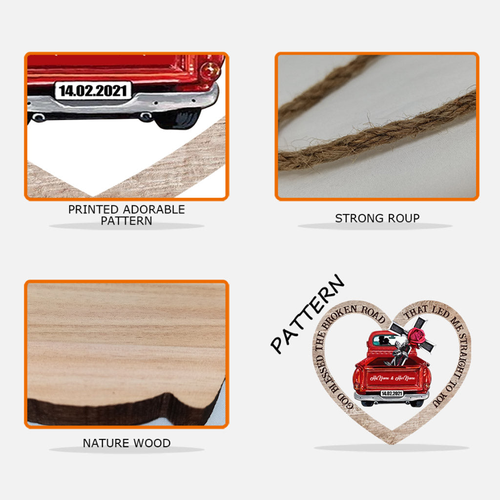 Gott segnete den holprigen Weg – Personalisiertes Holzschild für Paare