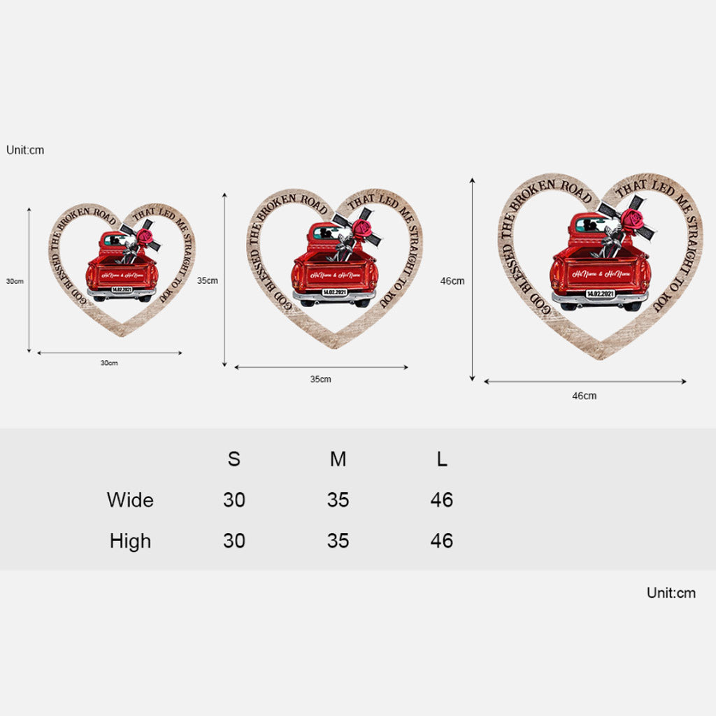 Gott segnete den holprigen Weg – Personalisiertes Holzschild für Paare