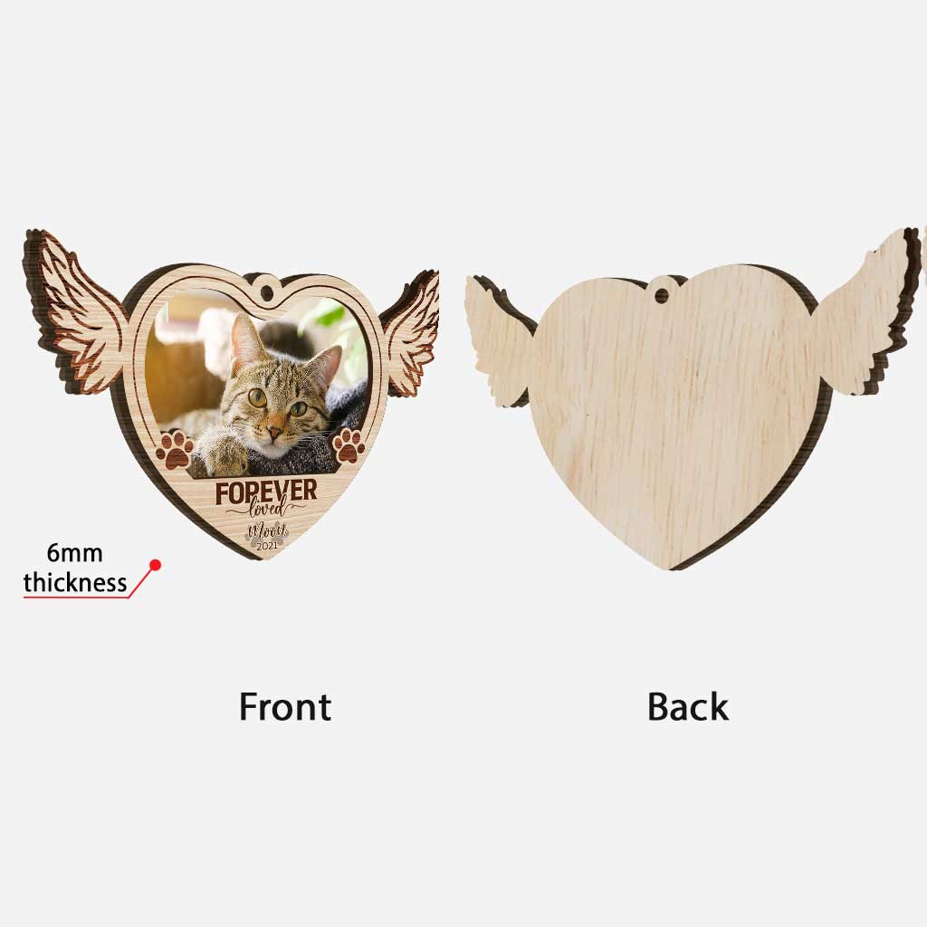 Für immer geliebt – Personalisierter Weihnachtsschmuck aus Holz in Katzenform