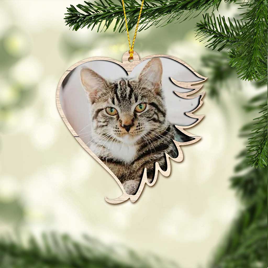 Nicht mehr an unserer Seite, aber für immer in unseren Herzen – Personalisierter Weihnachtsschmuck mit Katze (beidseitig bedruckt)