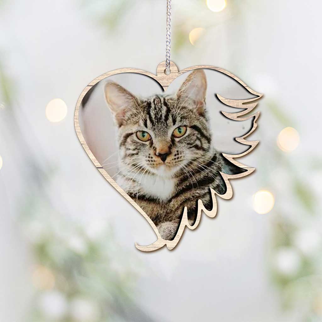 Nicht mehr an unserer Seite, aber für immer in unseren Herzen – Personalisierter Weihnachtsschmuck mit Katze (beidseitig bedruckt)