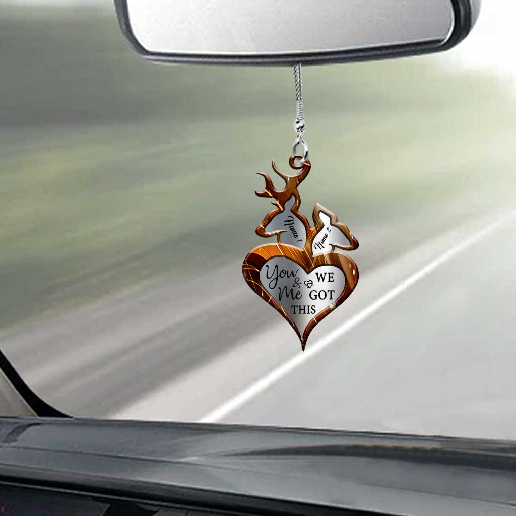 Du und ich, wir schaffen das – Personalisierter transparenter Autoanhänger „Jagd“