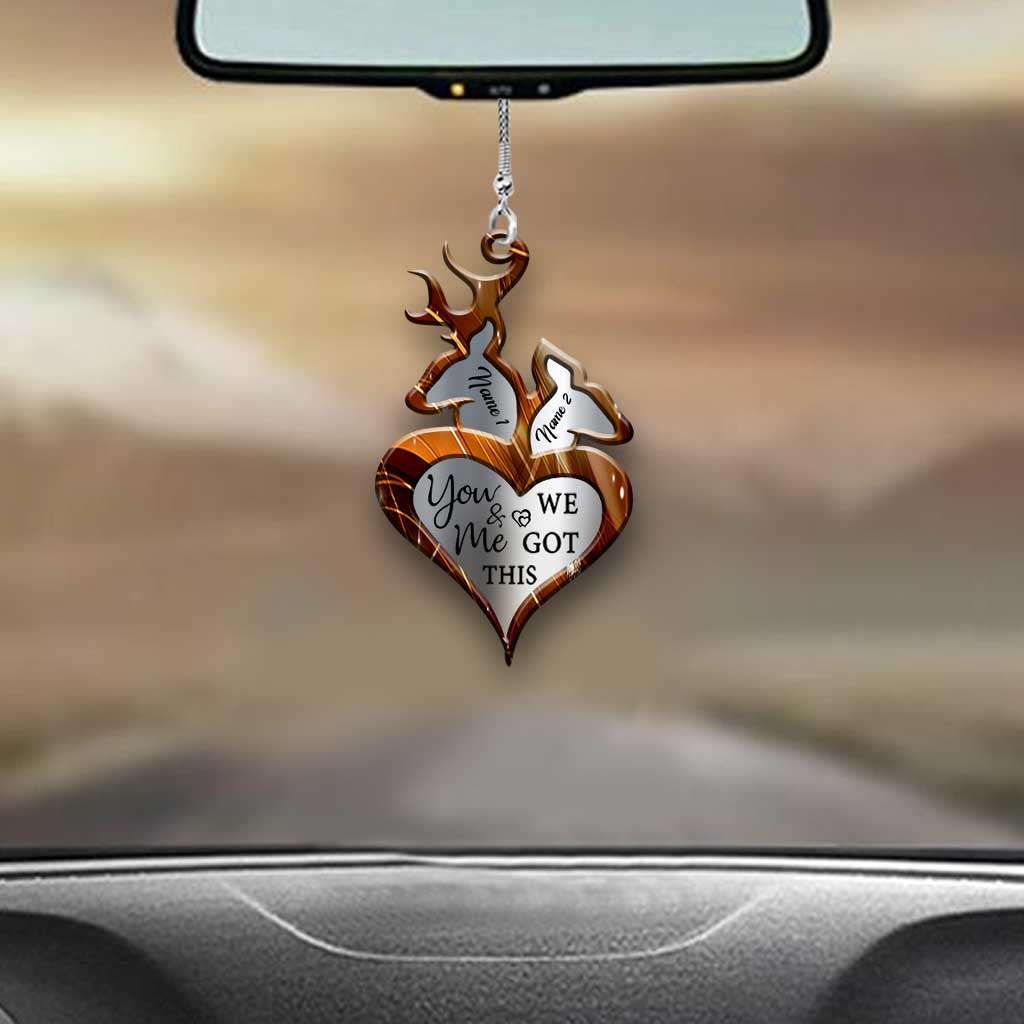 Du und ich, wir schaffen das – Personalisierter transparenter Autoanhänger „Jagd“