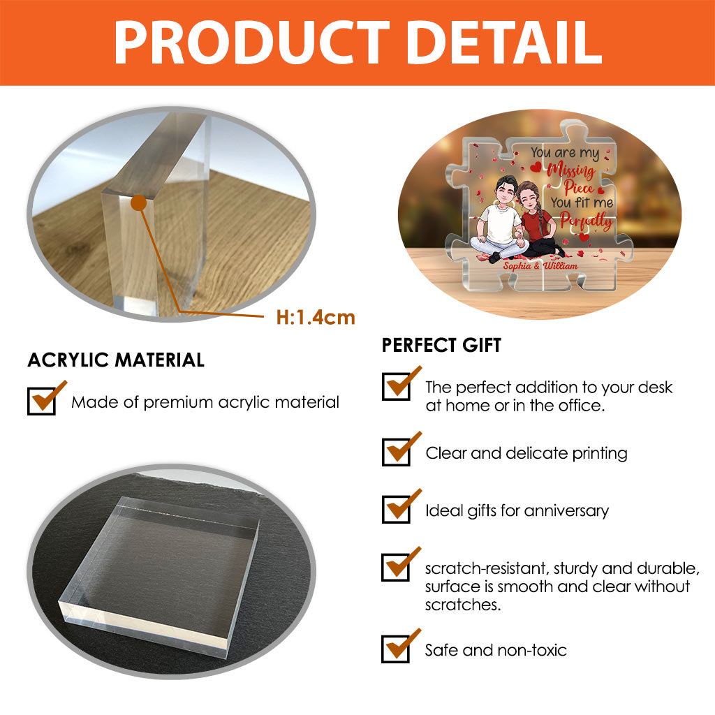 Du bist mein fehlendes Puzzleteil – personalisierte Acrylplakette in individueller Form für Paare