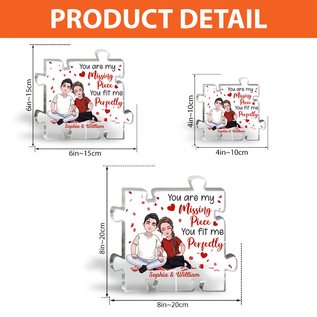 Du bist mein fehlendes Puzzleteil – personalisierte Acrylplakette in individueller Form für Paare