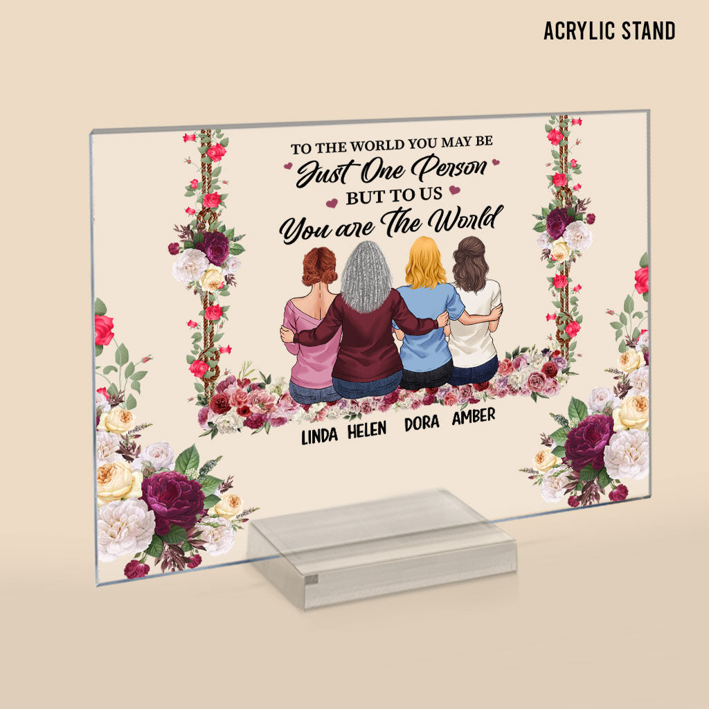Mutter, du bist unsere Welt – Personalisierte transparente Acrylplakette zum Muttertag