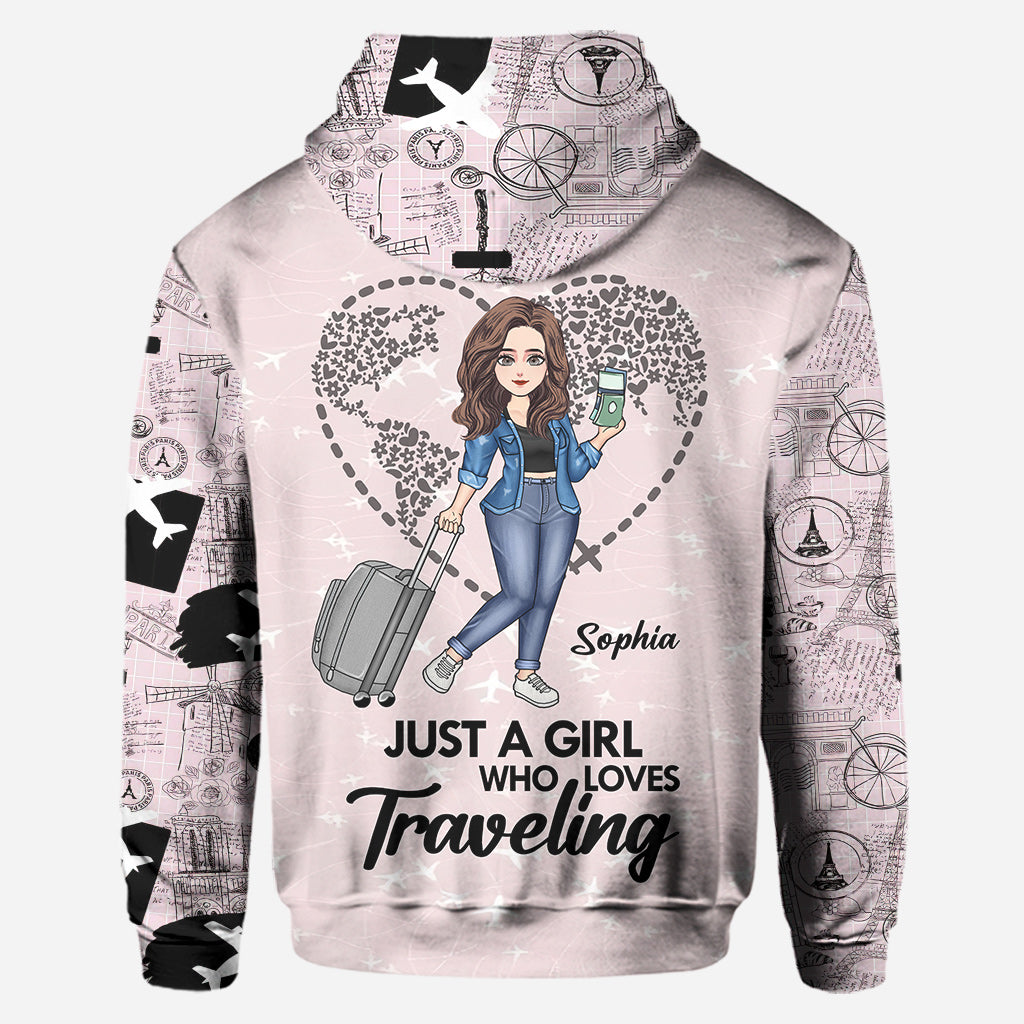Just A Girl Who Loves Traveling - Personalized Travelling Hoodie and Leggings