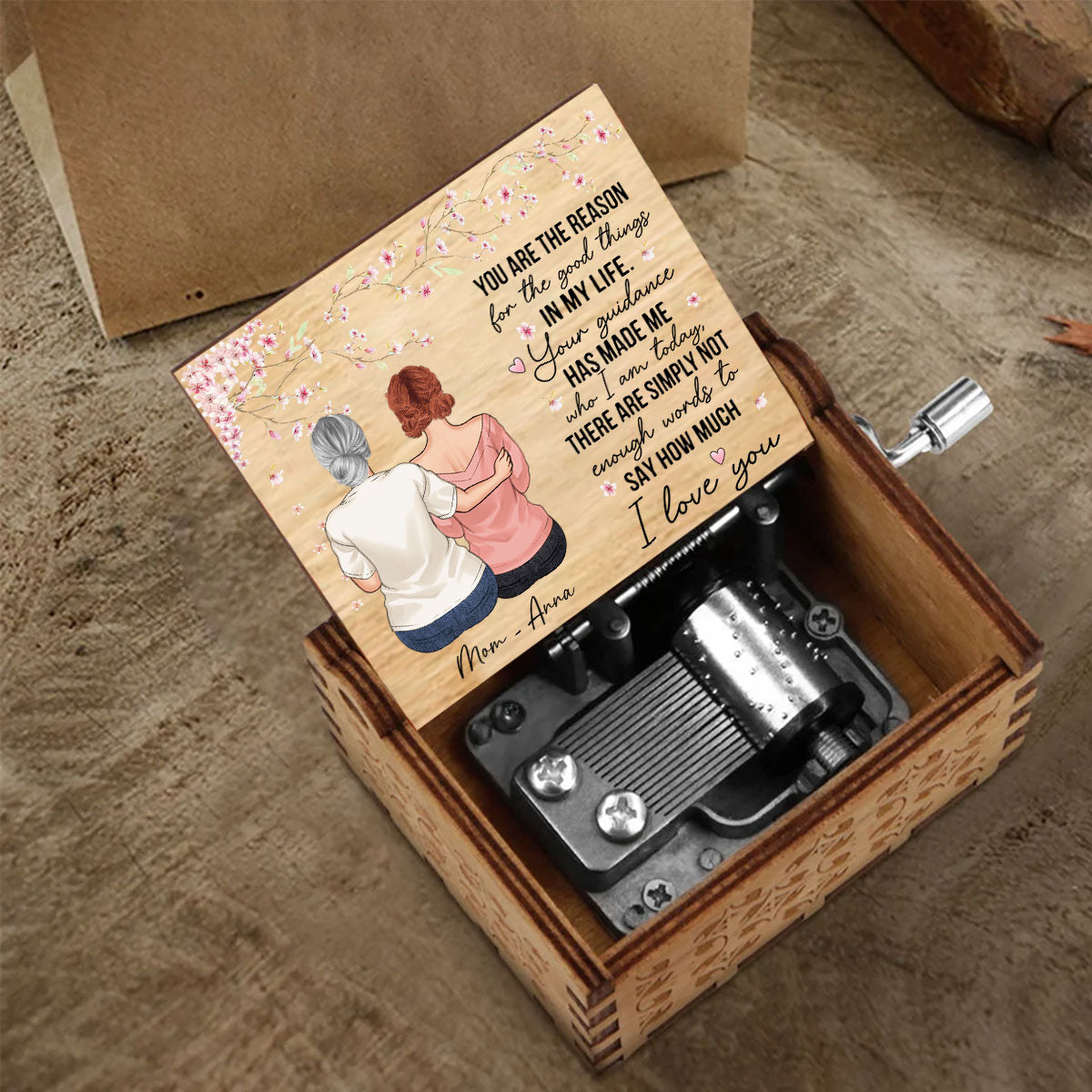 You Are The Reason - Gift for mom, grandma - Personalized Hand Crank Music Box