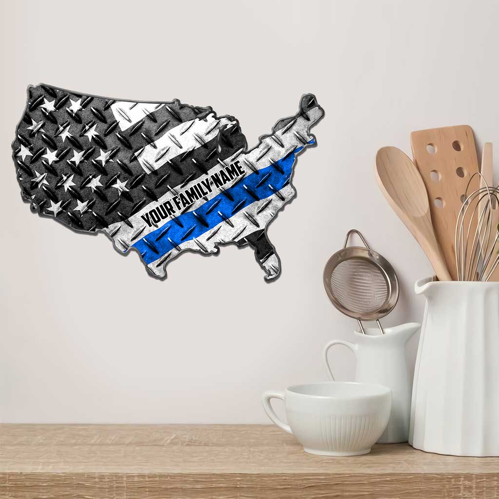 Unterstütze die Polizei – Personalisiertes Schild aus Metall zum Unabhängigkeitstag mit Polizeimotiv