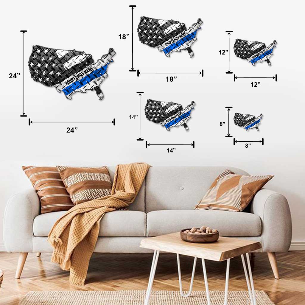 Unterstütze die Polizei – Personalisiertes Schild aus Metall zum Unabhängigkeitstag mit Polizeimotiv