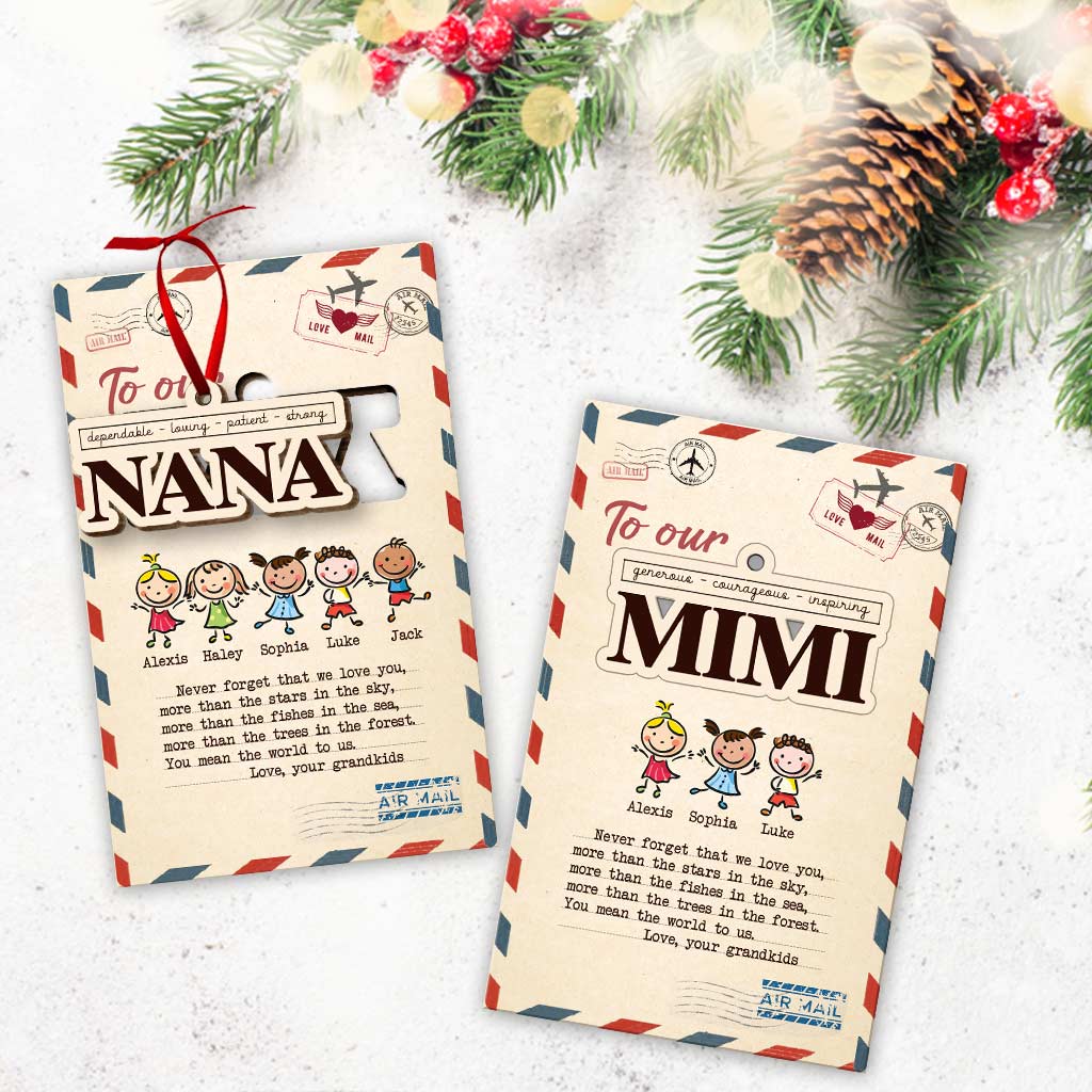 An unsere Oma – Personalisierte Weihnachtskarte aus Holz mit Pop-up-Effekt