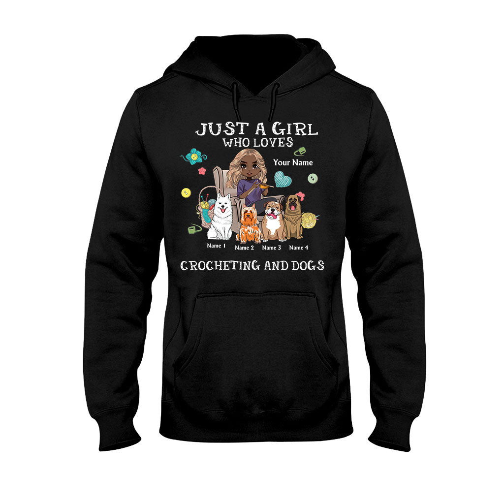 Einfach ein Mädchen, das Häkeln und Hunde liebt – personalisiertes T-Shirt und Hoodie