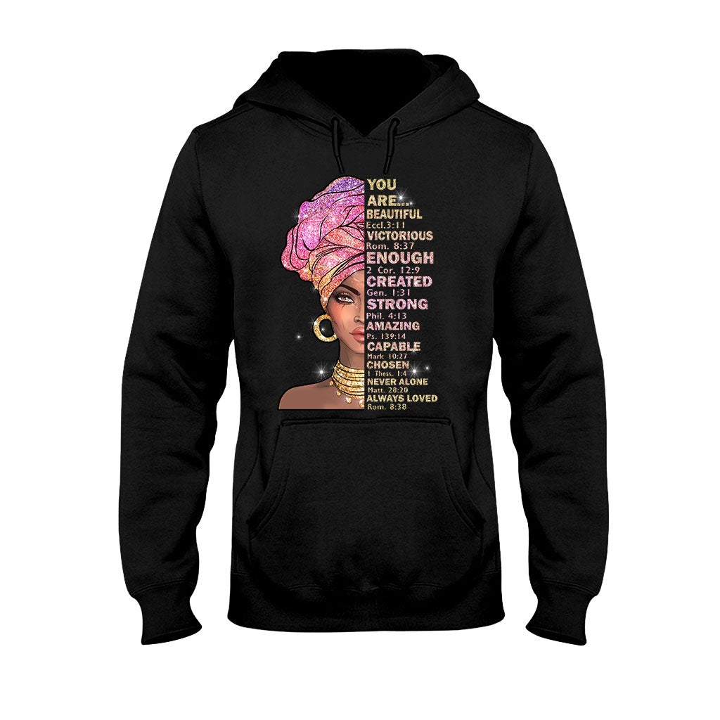 Du bist wunderschön – T-Shirt und Hoodie für Afroamerikaner mit Glitzer-Imitat 1121