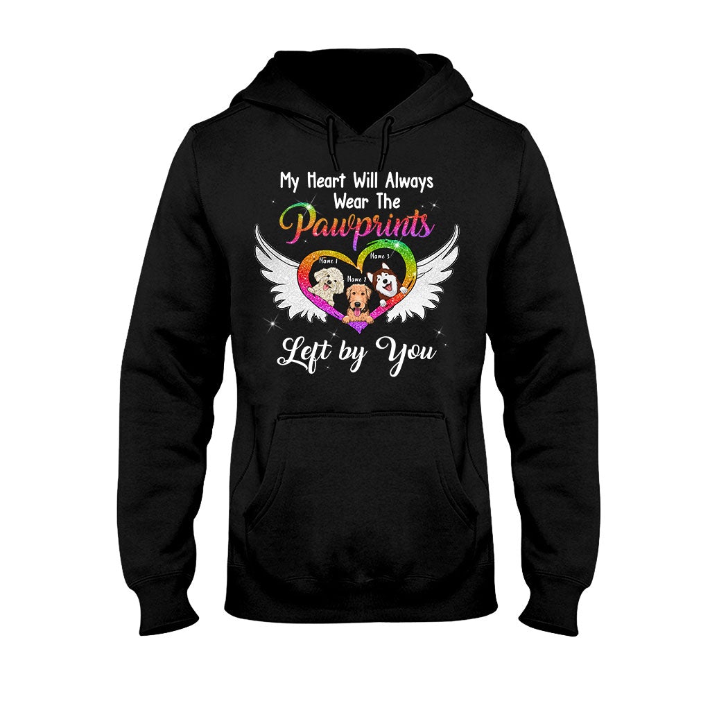 My Heart Will Always Wear The Pawprints - Personalized Dog T-shirt and Hoodie With Faux Glitter Print