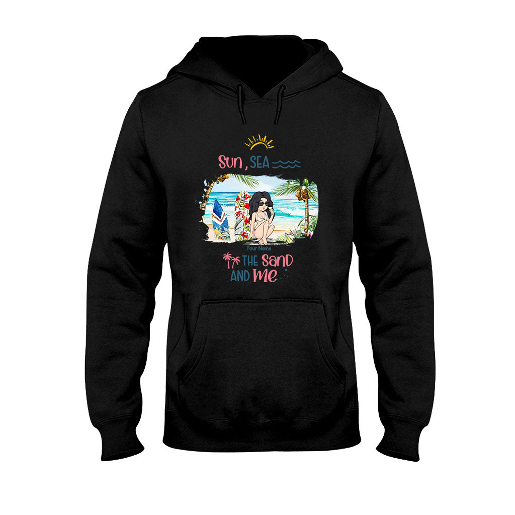 Sonne, Meer, Sand und ich – Personalisiertes T-Shirt und Hoodie für Meeresliebhaber