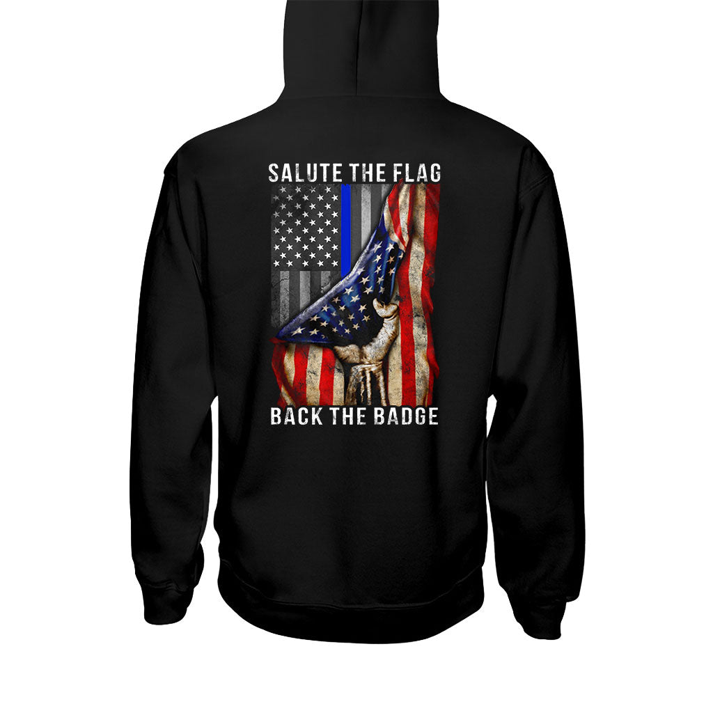 „Salute The Flag“ – T-Shirt und Hoodie für Polizeibeamte 0621