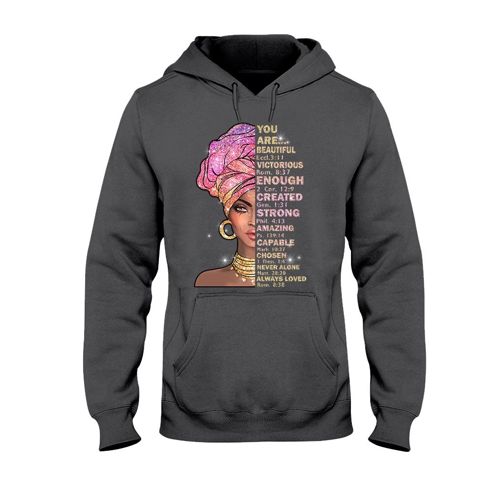 Du bist wunderschön – T-Shirt und Hoodie für Afroamerikaner mit Glitzer-Imitat 1121