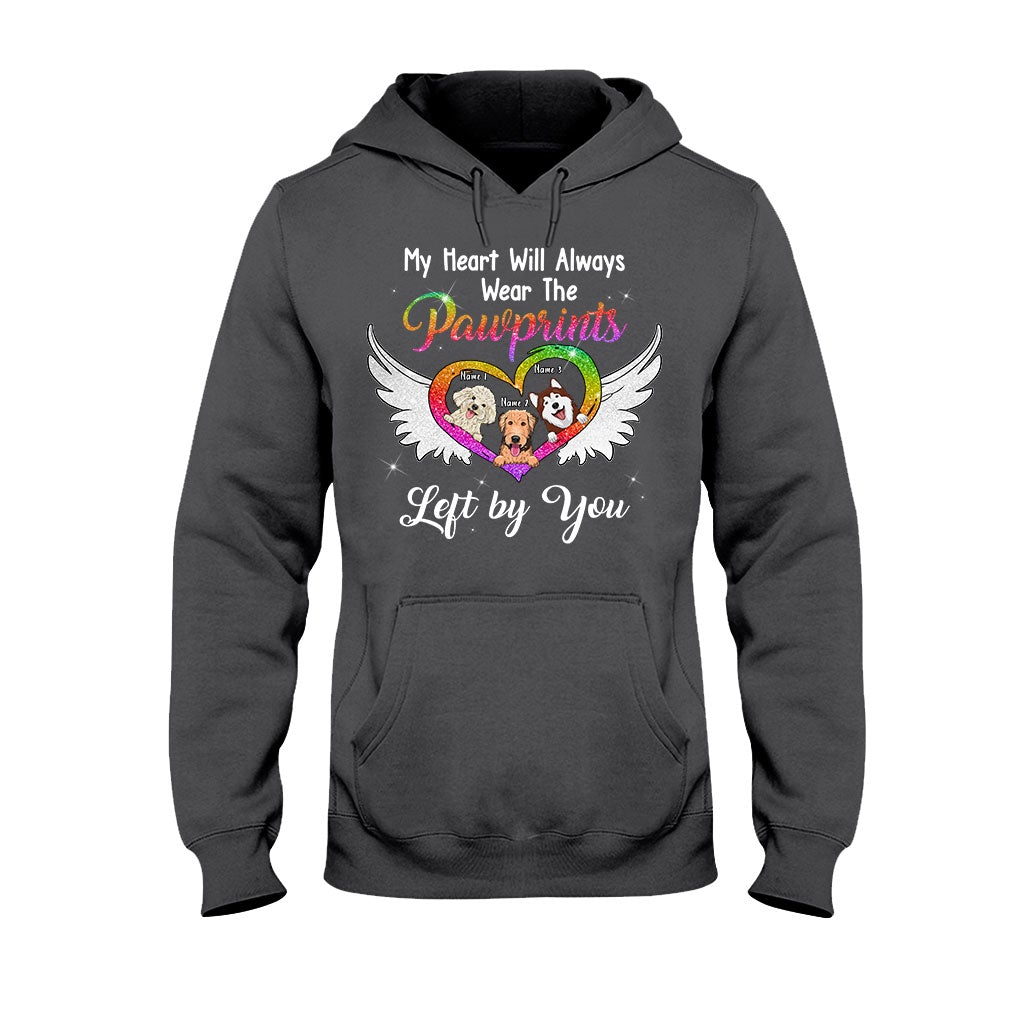 My Heart Will Always Wear The Pawprints - Personalized Dog T-shirt and Hoodie With Faux Glitter Print