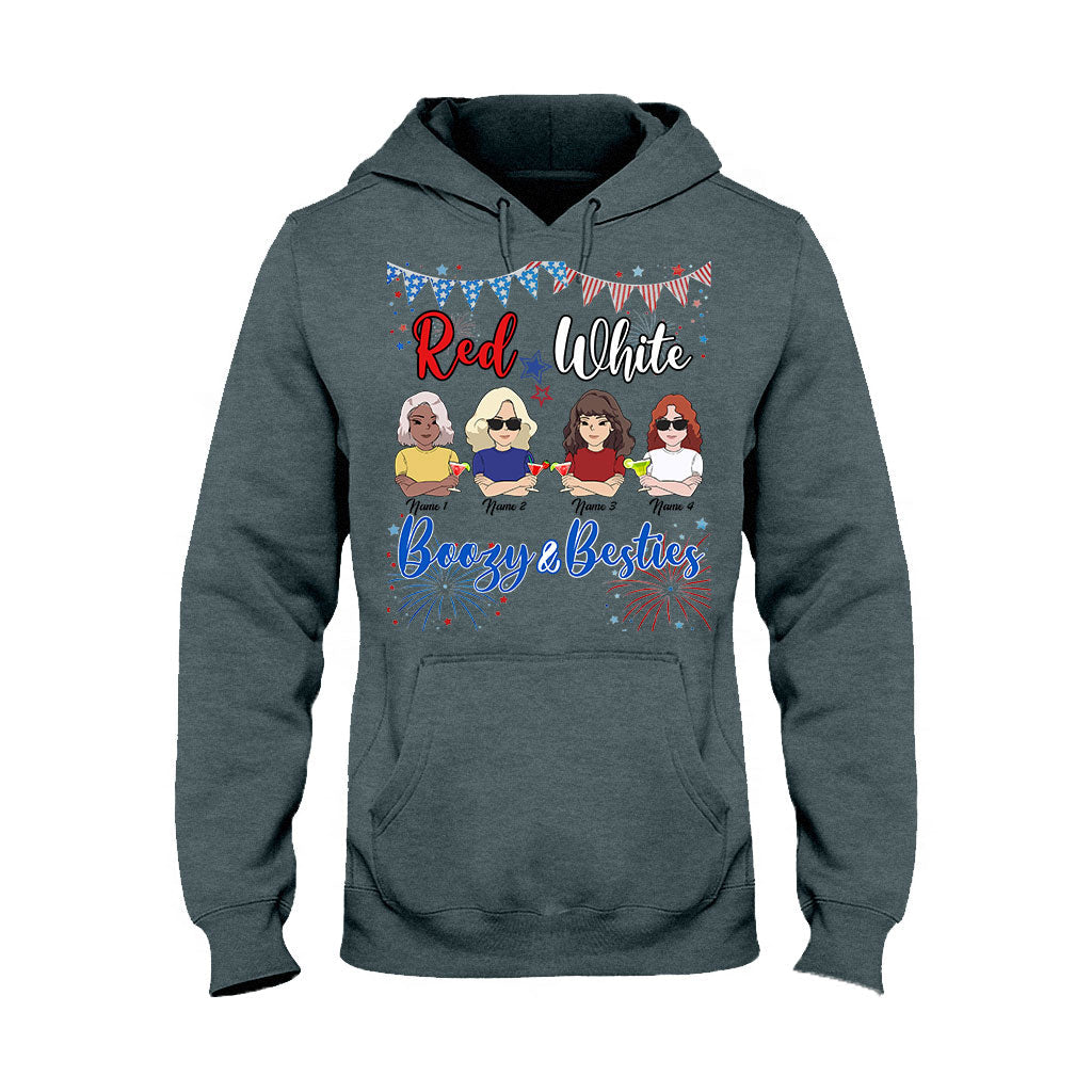 Rot, Weiß, Trinken und beste Freundinnen – Personalisiertes T-Shirt und Hoodie zum Unabhängigkeitstag