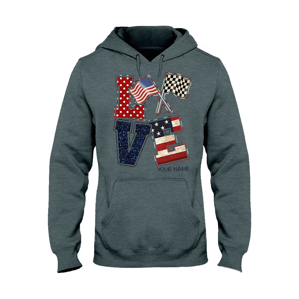 Liebe zum Rennsport – Personalisiertes T-Shirt und Hoodie zum Unabhängigkeitstag
