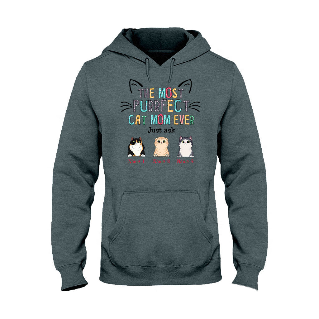 Die perfekte Katzenmama – personalisiertes Muttertags-T-Shirt und Hoodie mit Katzenmotiv