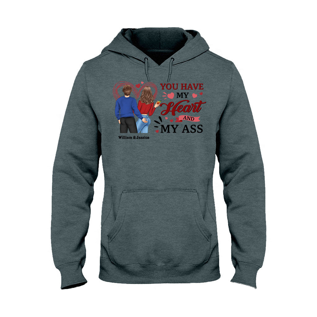 Du hast mein Herz und meinen Hintern – personalisiertes Partner-T-Shirt und Hoodie